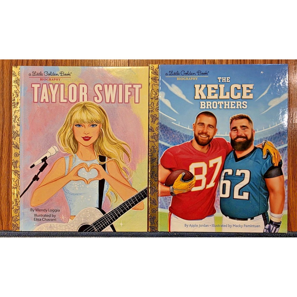 Taylor‎ Swift Kelce Brothers Little Golden Books Biography 2 Book Lot EUC